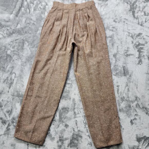 Vintage Charles Jourdan Pants Womens 9 Juniors Brown High Rise Pleated Tapered - Picture 4 of 14